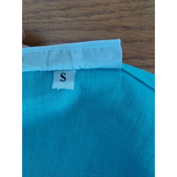 Bryn Walker Turquoise Dress 100% Linen Pocket Beach Boho Women's Small - Picture 5 of 5